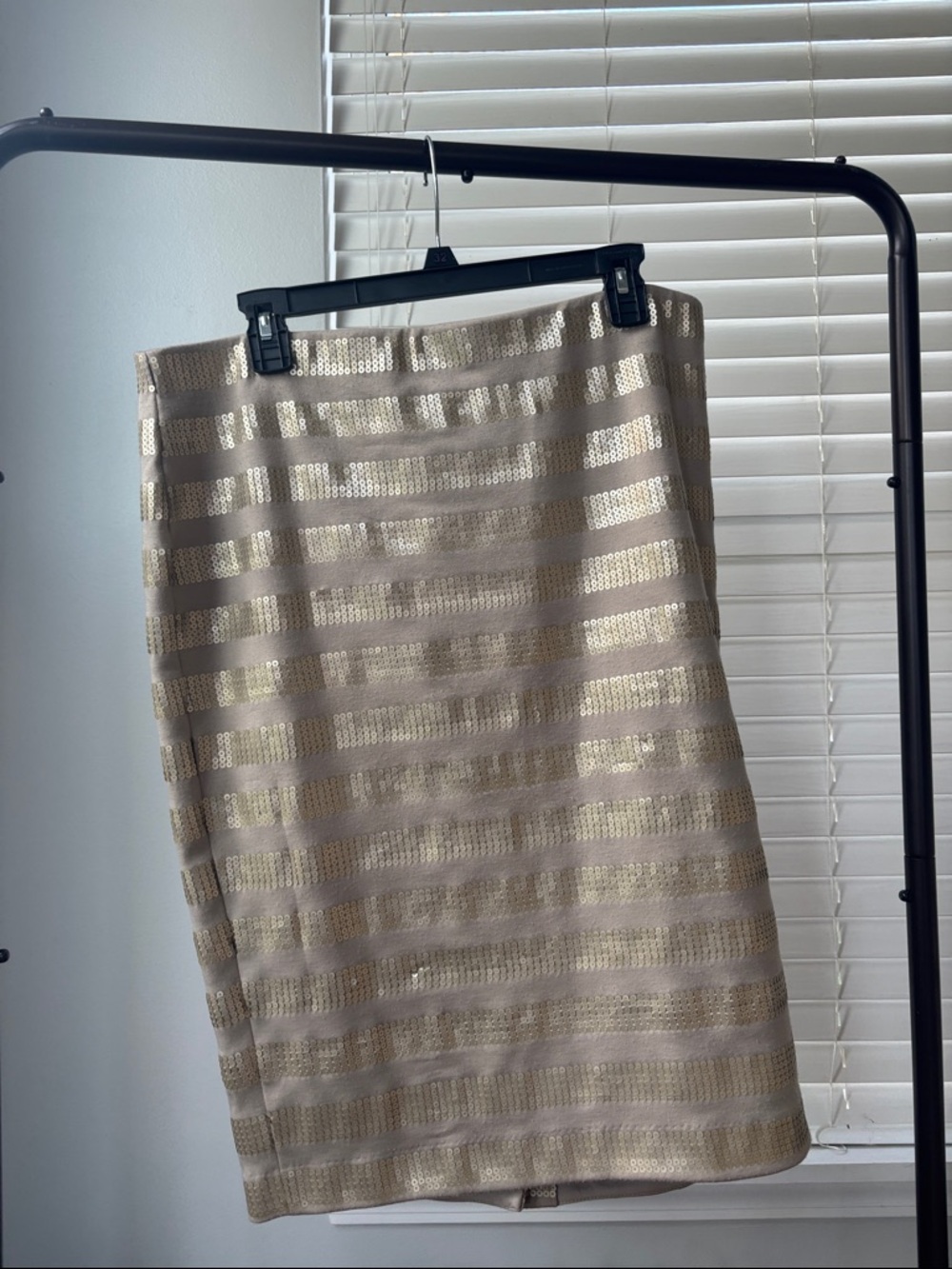 Metallic Gold Stripe Pencil Skirt